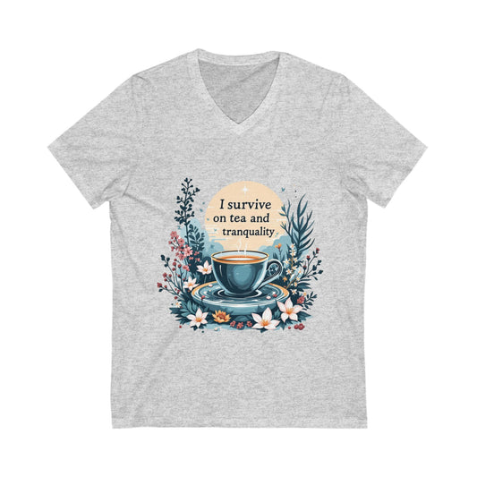 Tranquility Tea V-Neck Tee for Tea Lovers